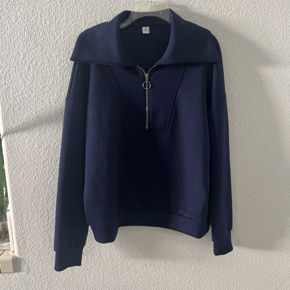 ANRABESS Quarter Zip Pullover Oversized Half Zip Sweater Large